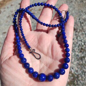 Jay King DTR Mind Finds Graduated Lapis Lazuli necklace 925 Sterling Silver NIB